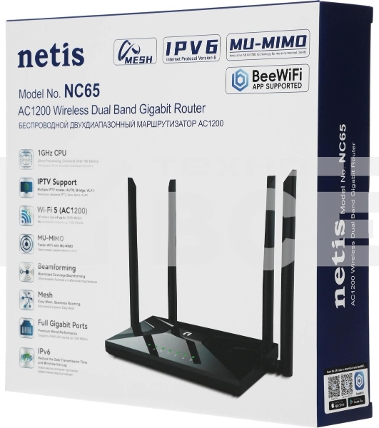 Беспроводной роутер NETIS Mesh IEEE 802.3 IEEE 802.11a IEEE 802.11 b/g IEEE 802.11n IEEE 802.11ac IEEE 802.11ax Наличие USB 3.0 4x10/100/1000M DHCP Количество антенн 4 NC65