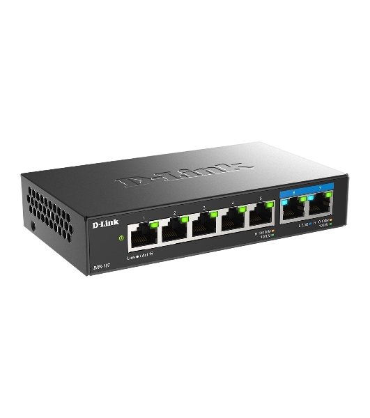 Коммутатор D-Link DMS-107/A1A, 5×1 Гбит/с + 2×2.5 Гбит/с, неуправляемый