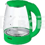 Чайник электрический Blackton Bt KT1800G Green. Мощность: 1500 Вт / Максимальный объем: 1.8 л / Материал корпуса: Стекло / Длина электрошнура: Около 0.8 м / Внутренняя подсветка: Да, синяя