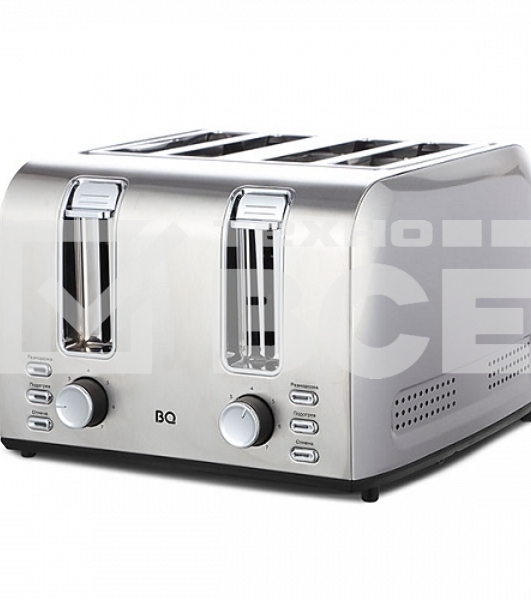 Тостер BQ T2001 Steel-Black, Мощность 1500 Вт, 7 степеней поджаривания, Функция подогрева, разморозки и 