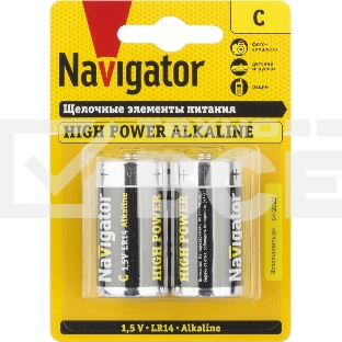 Элемент питания NAVIGATOR NBT-NE-LR14-BP2 94754, 1.5 В