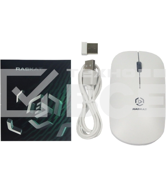 Мышь беспроводная Raskat M003WR белый, 2400 dpi, радиоканал, Bluetooth, USB, кнопки - 3