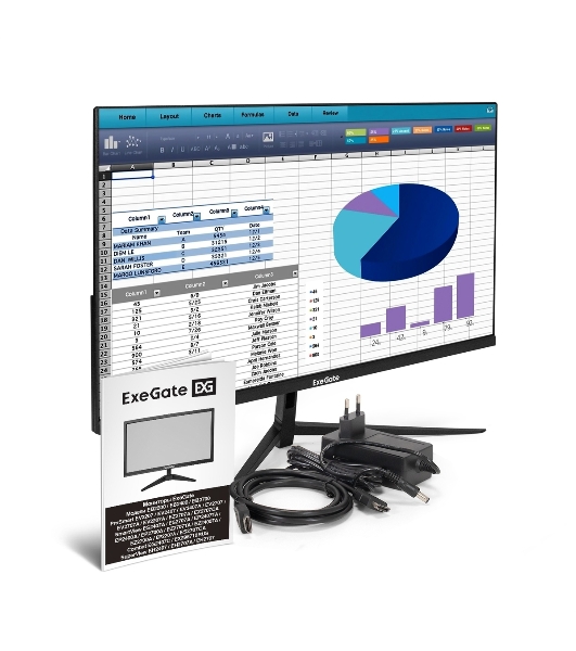 Монитор 23.8' ExeGate SuperView EH2407 IPS 1920x1080, 100 Гц, 5 мс, 16:9, 250 кд/м², HDMI 1.4, VGA, FreeSync, черный