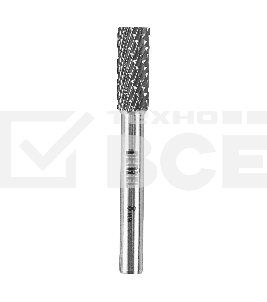 Борфреза по металлу Denzel твердосплавная, цилиндрическая, тип-А, 8 мм