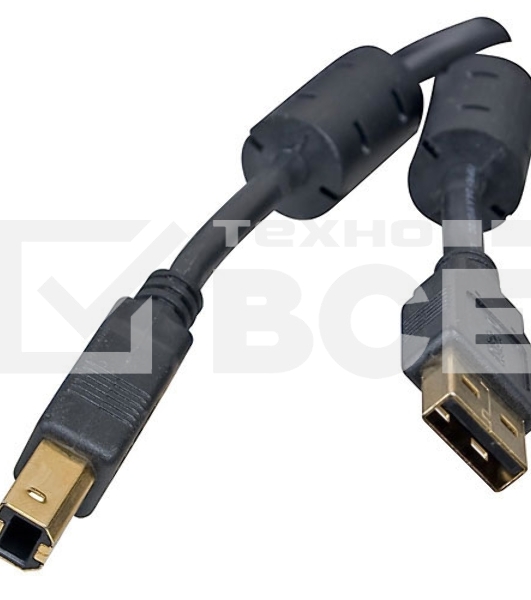 Кабель 5bites UC5010-018A USB2.0, AM/BM, зол.разъемы, ферр.кольца, 1.8м., черный