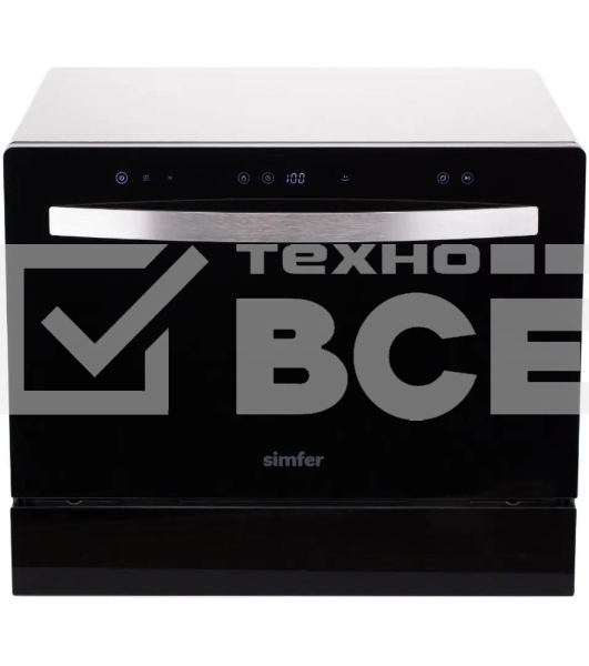 Посудомоечная машина Simfer DBB6501, компактная, настольная, 55см, загрузка 6 комплектов, черный