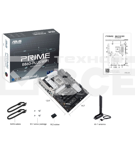 Материнская плата ASUS PRIME B860-PLUS WIFI, LGA 1851, Intel B860, 4xDDR5, 4xSATA, 2xM.2, 1xPCIe 5.0 x16, 4xPCIe 4.0 x16, 2xUSB-C, 4xUSB-A 3.2 Gen 1, 2xUSB-A 3.2 Gen 2, 1xHDMI, 1xDP, 1x2.5Gb LAN, 7.1, ATX