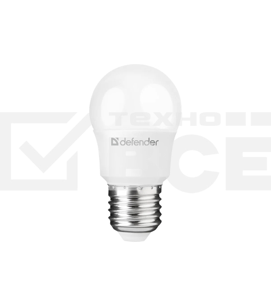 Лампочка светодиодная Defender P45-8W-830-E27 шар, 3000 К, теплый белый, 1 шт.