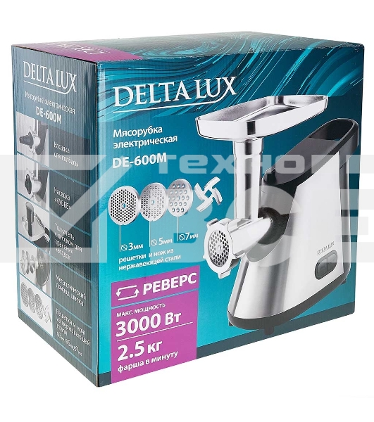 Мясорубка электрическая DELTA LUX DE-600M черный нерж