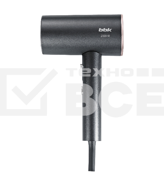 Фен BBK BHD3002 графит, 2000 Вт, ионизация, компактный