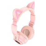 Беспроводные/проводные наушники Borofone BO18 розовый, накладные, Bluetooth + проводной, кошачьи ушки, до 12 ч, фото4