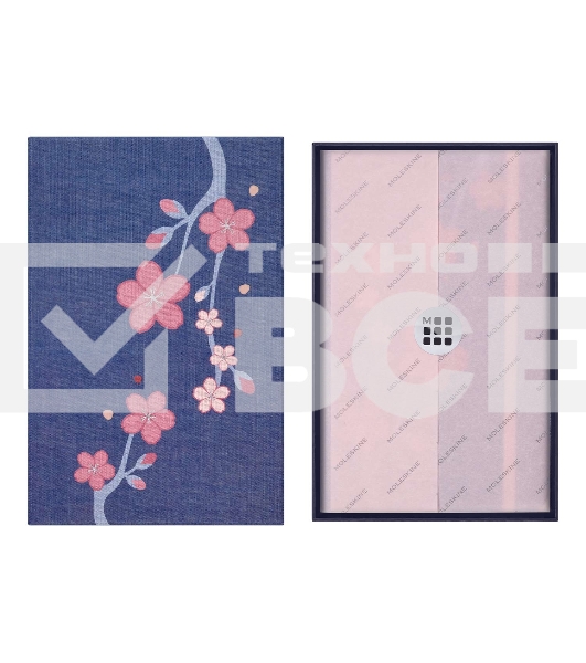 Блокнот Moleskine LIMITED EDITION SAKURA LESU08QP060BOX Large 130х210мм, обложка текстиль, 176 страниц, линейка, твердая обложка, подарочная коробка, синий, 2025