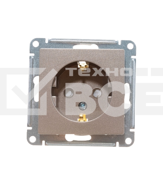 Механизм розетки 1-м СП AtlasDesign с заземл. защ. шторки 16А шампань SchE ATN000545