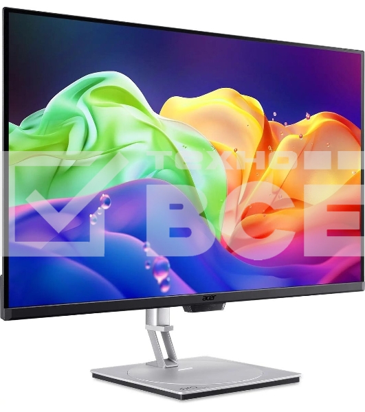 Монитор 31.5' Acer ProCreator PE320QKXsmiiphuzx QD OLED 3840x2160, 240 Гц, 0.01 мс, 16:9, 250 кд/м², 2xHDMI 2.1, DP 2.1, USB-C (90 Вт PD), USB Hub (2x USB-A), 3.5 Jack, динамики (2x5 Вт), HDR10+, FreeSync Premium Pro, серебристо-черный