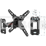 Кронштейн Arm media MARS-7 черный, 15 шт/уп. Кр. стал. настенный для TV 20'-43', max 25 кг, 5 ст св., нак. +5°-15°, пов. ±60° от ст. 66-198 мм. max VESA 200x200 мм., фото7