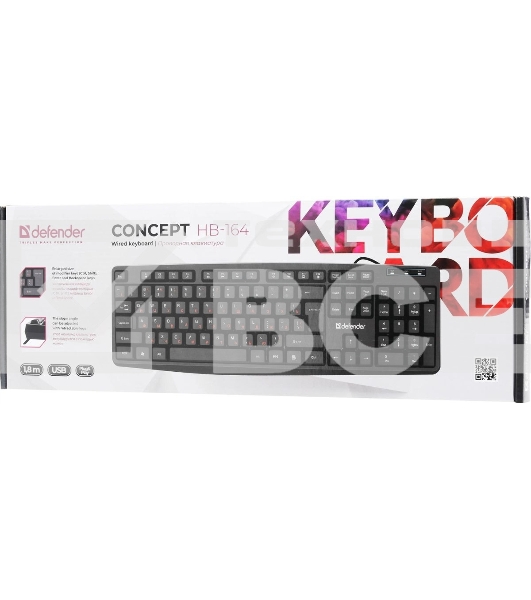 Клавиатура проводная Defender Concept HB-164, USB, черный