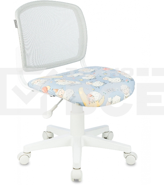 Кресло детское Бюрократ KD-W10 голубой овечки крестов. пластик пластик белый