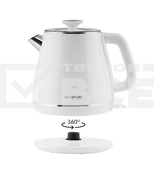 Чайник электрический Galaxy Line GL 0331, белый, пластик, 2200 Вт, 1,8 л