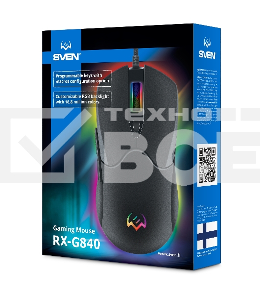 Мышь проводная SVEN RX-G840 черный, 7200 dpi, USB, кнопки - 6