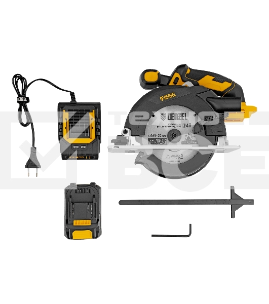Пила циркулярная аккумуляторная Denzel CCSH-20-165, 165 мм, Li-Ion, 20 В