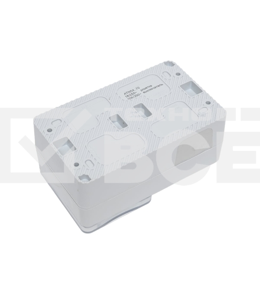 Блок открытого монтажа AtlasDesign PROFI IP54: розетка с заземлением со шторками 16А, выключатель 1-клав.10А, серый