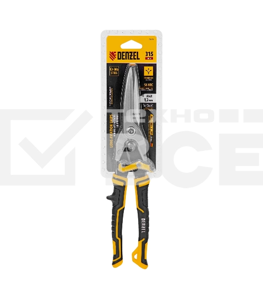 Ножницы по металлу Denzel, 315мм, прямой проходной рез,сталь-CrMo, трехкомп.рук-ки