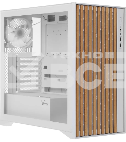 Корпус Formula V Line TimberLine T0 White, ATX, wood+plastic front, TYPE-C*1, USB3.0*2, FRONT 3x120мм FRGB, REAR 1x120мм FRGB