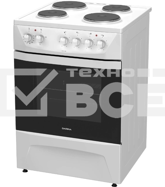Плита электрическая Darina 1D EM 141 404 W белый/черный, конфорок 4 шт, духовка 50 л, 60 см x 85 см x 60 см
