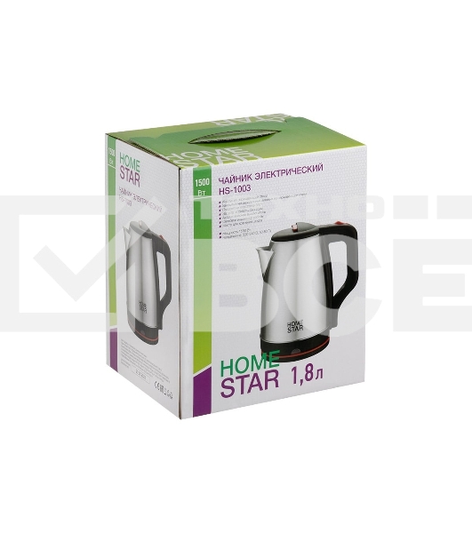 Чайник электрический Homestar HS-1003 1.8л нержавейка, черный