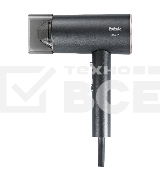 Фен BBK BHD3002 графит, 2000 Вт, ионизация, компактный