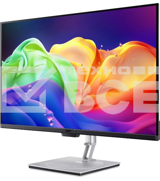 Монитор 31.5' Acer ProCreator PE320QKXsmiiphuzx QD OLED 3840x2160, 240 Гц, 0.01 мс, 16:9, 250 кд/м², 2xHDMI 2.1, DP 2.1, USB-C (90 Вт PD), USB Hub (2x USB-A), 3.5 Jack, динамики (2x5 Вт), HDR10+, FreeSync Premium Pro, серебристо-черный