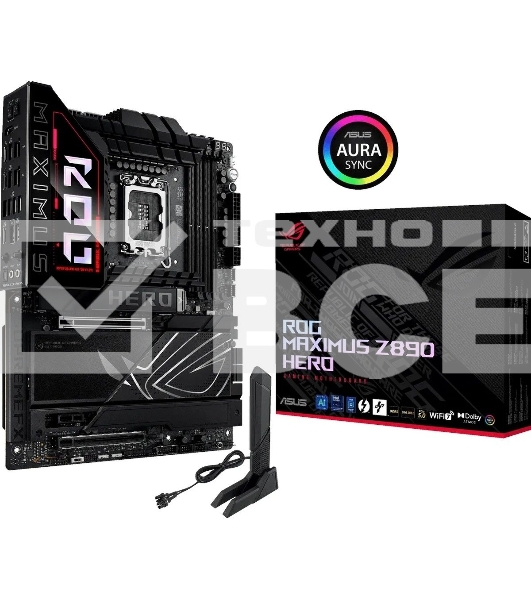 Материнская плата ASUS ROG MAXIMUS Z890 HERO, LGA 1851, Intel Z890, 4xDDR5, 4xSATA, 6xM.2, 1xPCIe 5.0 x16, 1xPCIe 4.0 x4, 1xPCIe x1, 1xHDMI, 2xUSB-C (видеовыход), 4xUSB-A 3.2 Gen 1, 4xUSB-A 3.2 Gen 2, 1xUSB-C 3.2 Gen 2, 2xUSB-C Thunderbolt 4, 2x 5Gb LAN, 2x3.5 мм, 7.1, ATX