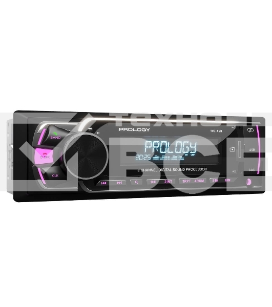 Автомагнитола Prology MG-110, 1 DIN, Bluetooth, USB Type-A, AUX, пульт ДУ