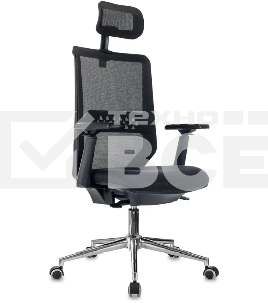 Кресло эргономичное Бюрократ MC-612N-H черный TW SQU BL сетка/ткань с подголов. крестов. металл хром