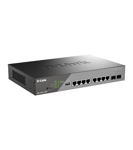 Коммутатор D-Link DSS-200G-10MP/A1A, 8×1 Гбит/с + 2×1 Гбит/с SFP, настраиваемый