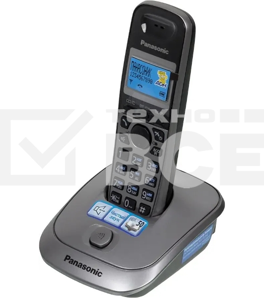 Телефон беспроводной (DECT) Panasonic KX-TG2511RUM (металик) {АОН, Caller ID,спикерфон на трубке,переход в Эко режим одним нажатием}