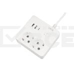 Бытовой удлинитель PowerCube, 2р с/з вык.,3USB, 3500 Вт, 16А, 1.9 м, 3*1,0 (белый) квадрат, фото 1
