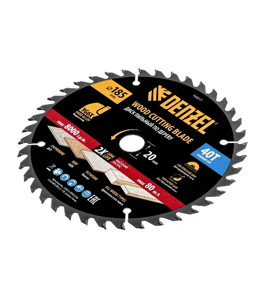 Пильный диск по дереву Denzel ф185 х 20 мм, 40 зубьев 733317