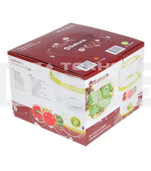 Пароварка электрическая Sakura SA-7213GR 2ч (5,0л) 500Вт бел/зел