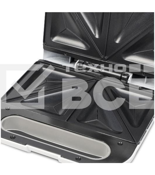 Сэндвич-тостер Galaxy Line GL 2962, белый, с несъемными пластинами, 800 Вт, индикаторы нагрева и сети, антипригарное покрытие рабочей поверхности, теплоизолированный корпус, прорезиненные ножки, препятствующие скольжению