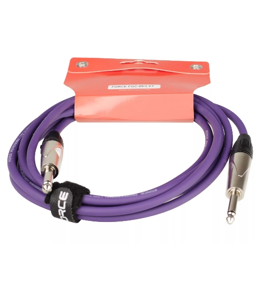 Кабель гитарный FORCE FGC-09/3 VT1/4' TS Jack - 1/4' TS Jack, высококачественный, малошумящий с проводниками из безкислородной меди OFC, диаметр 6 мм, профессиональные металлические разъемы, длина 3 м, цвет фиолетовый