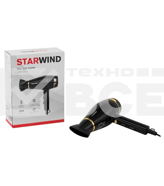 Фен Starwind SHD 6063 2200Вт черный/хром