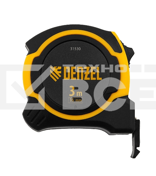 Рулетка Denzel 3м х 16мм, двухкомп. корпус, магнитный обрезиненный зацеп