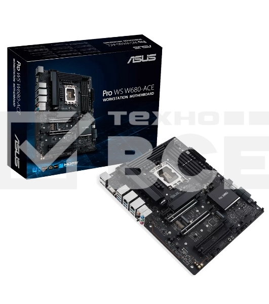 Материнская плата ASUS PRO WS W680-ACE Intel W680 (LGA 1700) ATX motherboard, PCIe® 5.0, DDR5, dual Intel 2.5 Gb Ethernet, three PCIe 4.0 M.2 slots, USB 3.2 Gen 2x2 front panel connector, SlimSAS, SATA 6 Gbps, HDMI®, DisplayPort and VGA