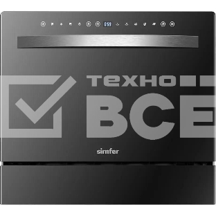 Посудомоечная машина Simfer DBB6501, компактная, настольная, 55см, загрузка 6 комплектов, черный