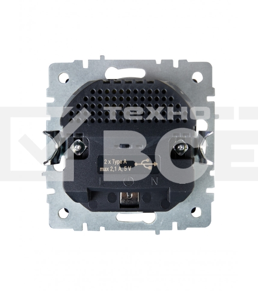 Розетка 1-местная IEK BRITE РЮш10-1-БрЧ (BR-R14-16-U21-D21-K02) 16А, с USB A+A 2.1А, с заземлением с защитными шторками, чёрный