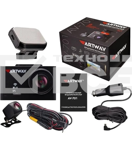 Видеорегистратор Artway AV-701 черный 2160x3840 2160p 170гр. GPS