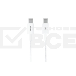 Кабель OLMIO SIMPLE, Type-C - Type-C, 60W 3A, 1.2м, тканевая оплетка, белый, фото 1