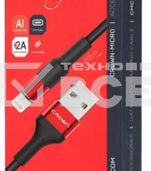 Кабель Crown USB - Lightning CMCU-007L red