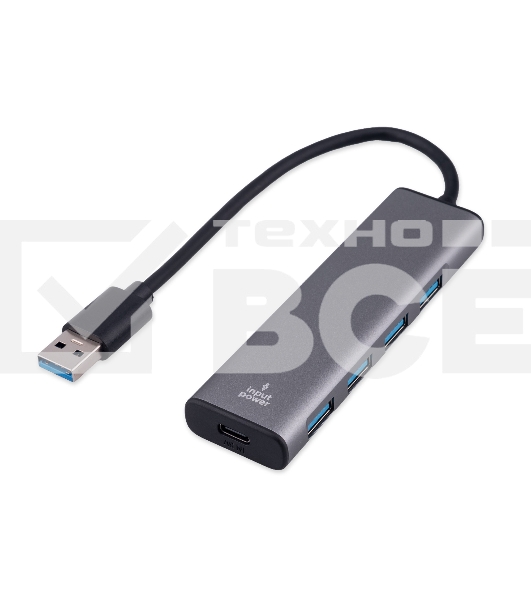 Разветвитель USB3.1 Gembird UHB-U3P7-01, 7хUSB, с доп.питанием (порт Type-C), кабель USB 19см, алюминий, коробка